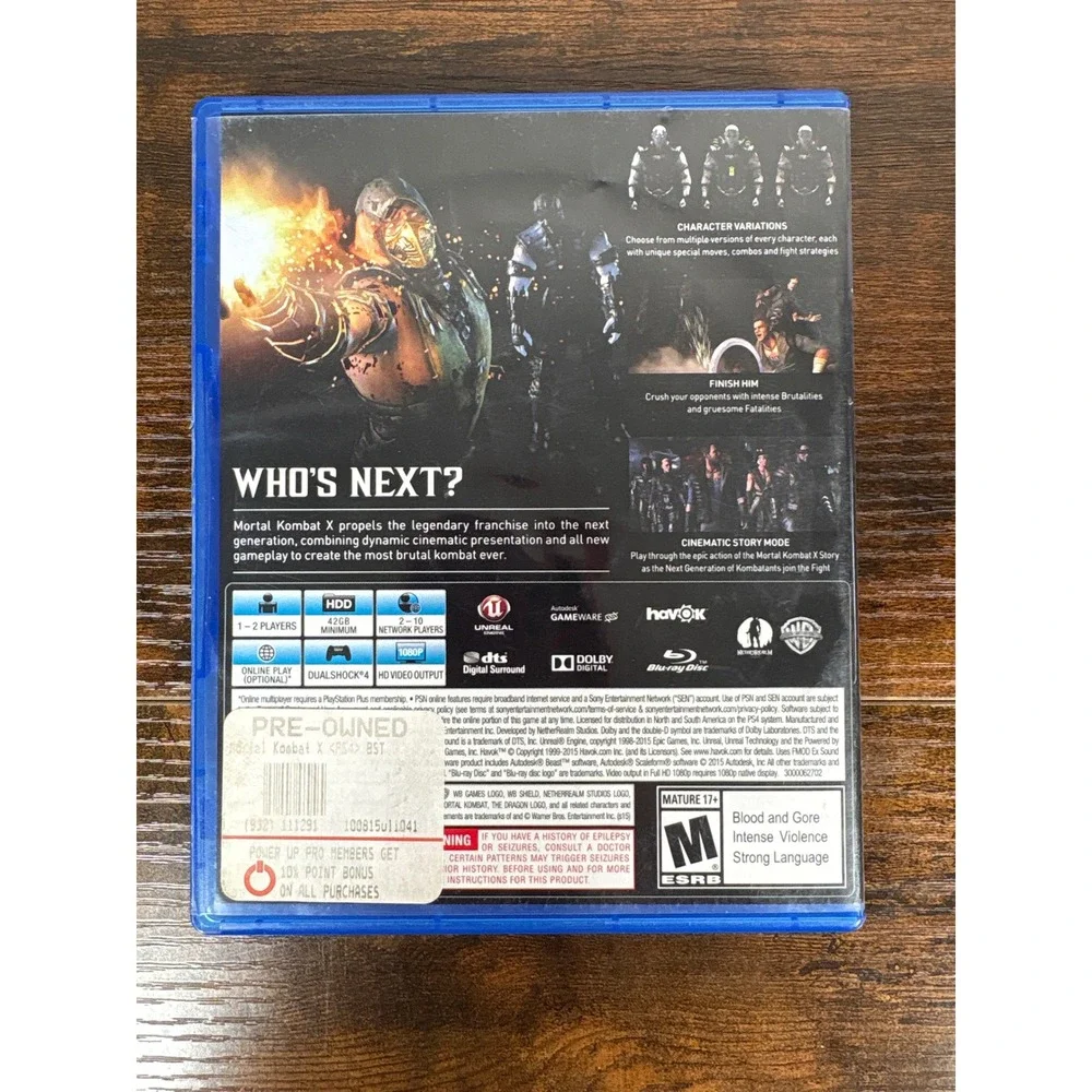 Mortal Kombat X Sony PlayStation 4 PS4 Fighting‎ Game WB Games 2015 Disc CIB